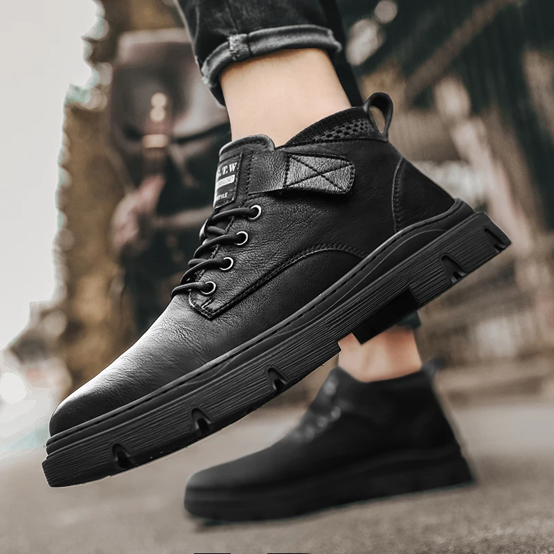 Men's Leather Boots New Platform Outdoor Tooling Boot for Men Motorcycle Boots Black Lace Up Ankle Boots High Top Casual Shoes
Men's Leather Boots New Platform Outdoor Tooling Boot for Men Motorcycle Boots Black Lace Up Ankle Boots High Top Casual Shoes