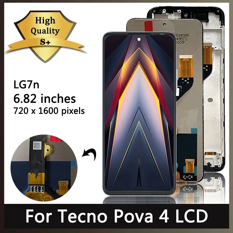 

6.82“100% Tested For Tecno Pova 4 Pova4 LG7n LCD Display Touch Screen Digitizer Assembly Replacement