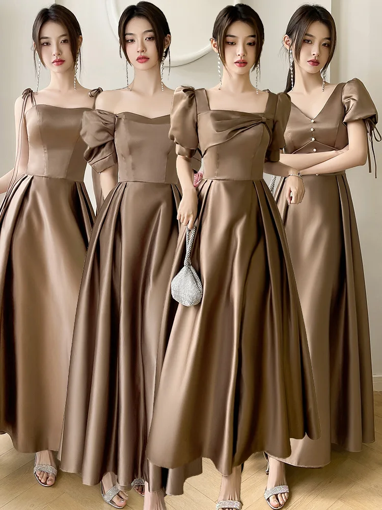 

Satin Bridesmaid Dress New Spring Long Niche Senior Sense Sisters Group Annual Meeting Banquet Evening Dress Dress Women