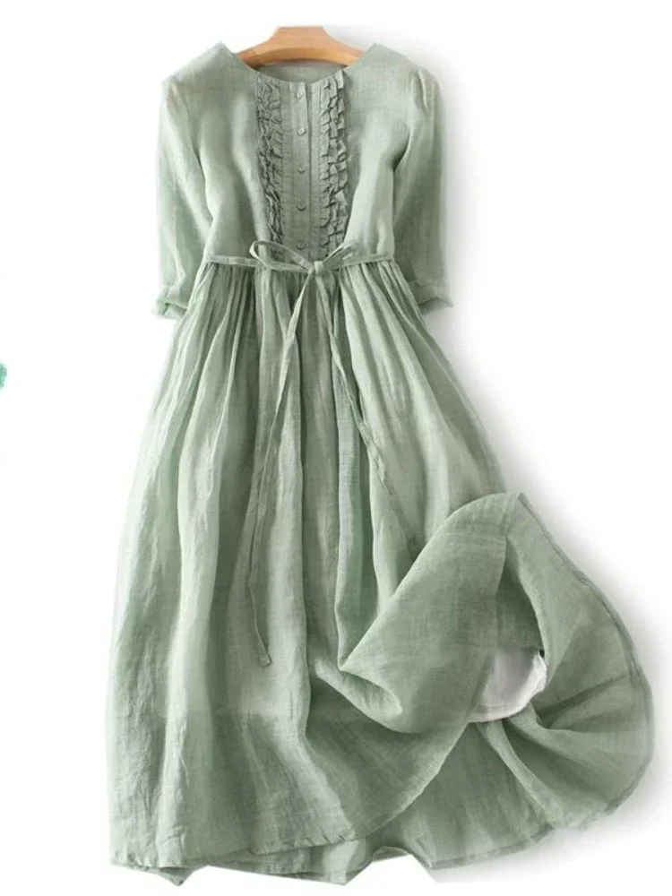 White Dress 2024 New Summer Five-point Sleeve Round Neck Lace-up Button Women Clothing Fashion Elegance Birthday Dress for Women
White Dress 2024 New Summer Five-point Sleeve Round Neck Lace-up Button Women Clothing Fashion Elegance Birthday Dress for Women