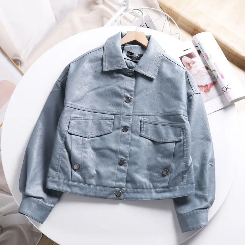 FTLZZ Spring Autumn Women Casual Pu Leather Jacket Turn-down Collar Single Breasted Short Jacket Loose Solid Color Short Coat
FTLZZ Spring Autumn Women Casual Pu Leather Jacket Turn-down Collar Single Breasted Short Jacket Loose Solid Color Short Coat