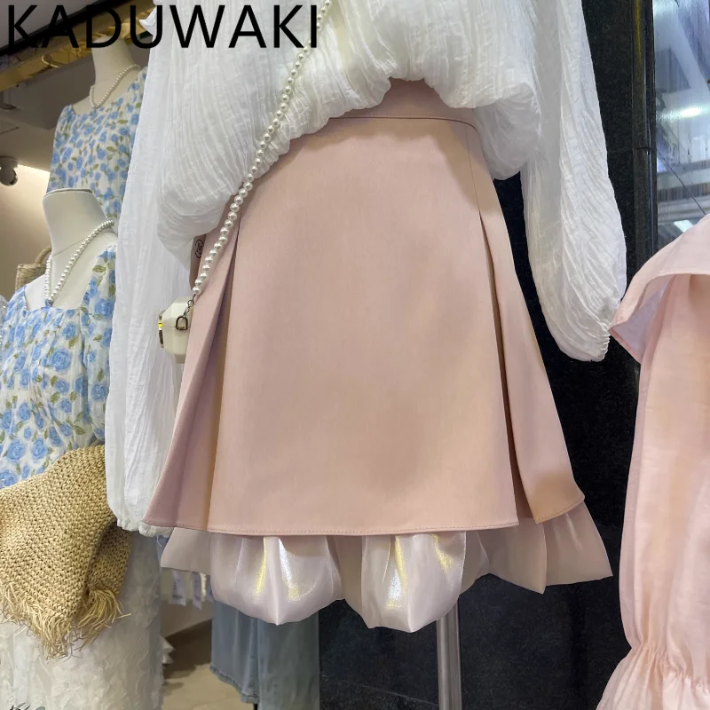 Kawaii Pink Pleated Skirt Women Japanese Cute Lace Patchwork High Waist Lolita A-line Mini Skirt Soft Girl Korean Summer
Kawaii Pink Pleated Skirt Women Japanese Cute Lace Patchwork High Waist Lolita A-line Mini Skirt Soft Girl Korean Summer