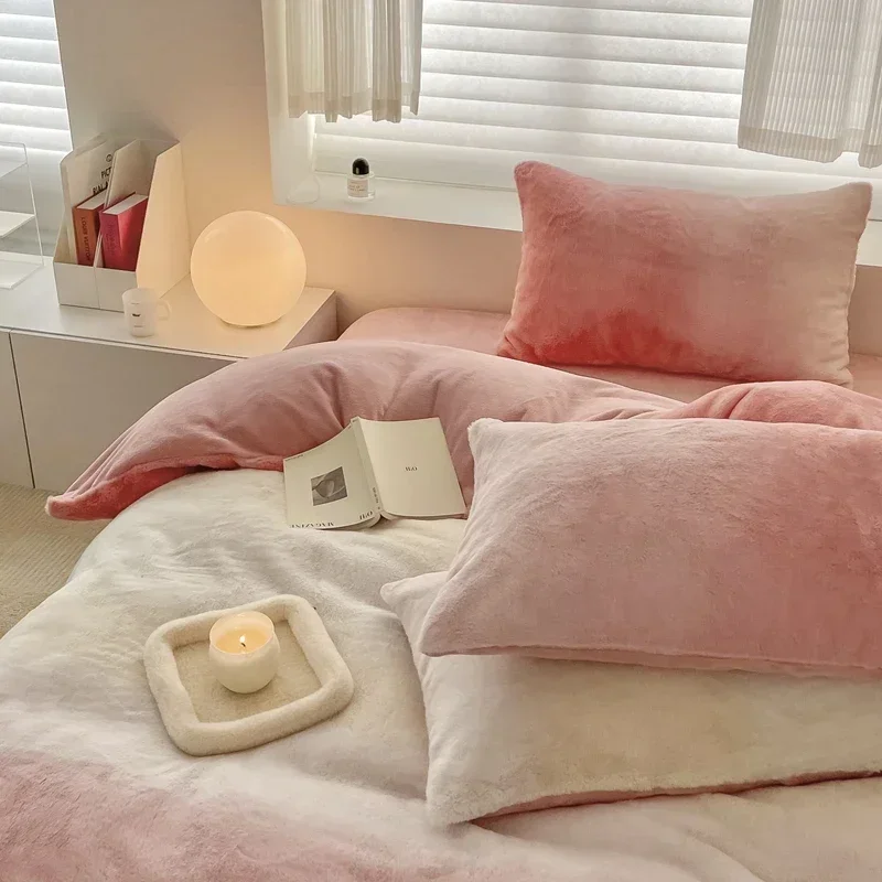 Gradient Pink Short Plush Soft Duvet Cover Set Queen King 4Pcs Bedding Set Velvet Fleece Comforter Cover Bed Sheet Pillowcases
Gradient Pink Short Plush Soft Duvet Cover Set Queen King 4Pcs Bedding Set Velvet Fleece Comforter Cover Bed Sheet Pillowcases