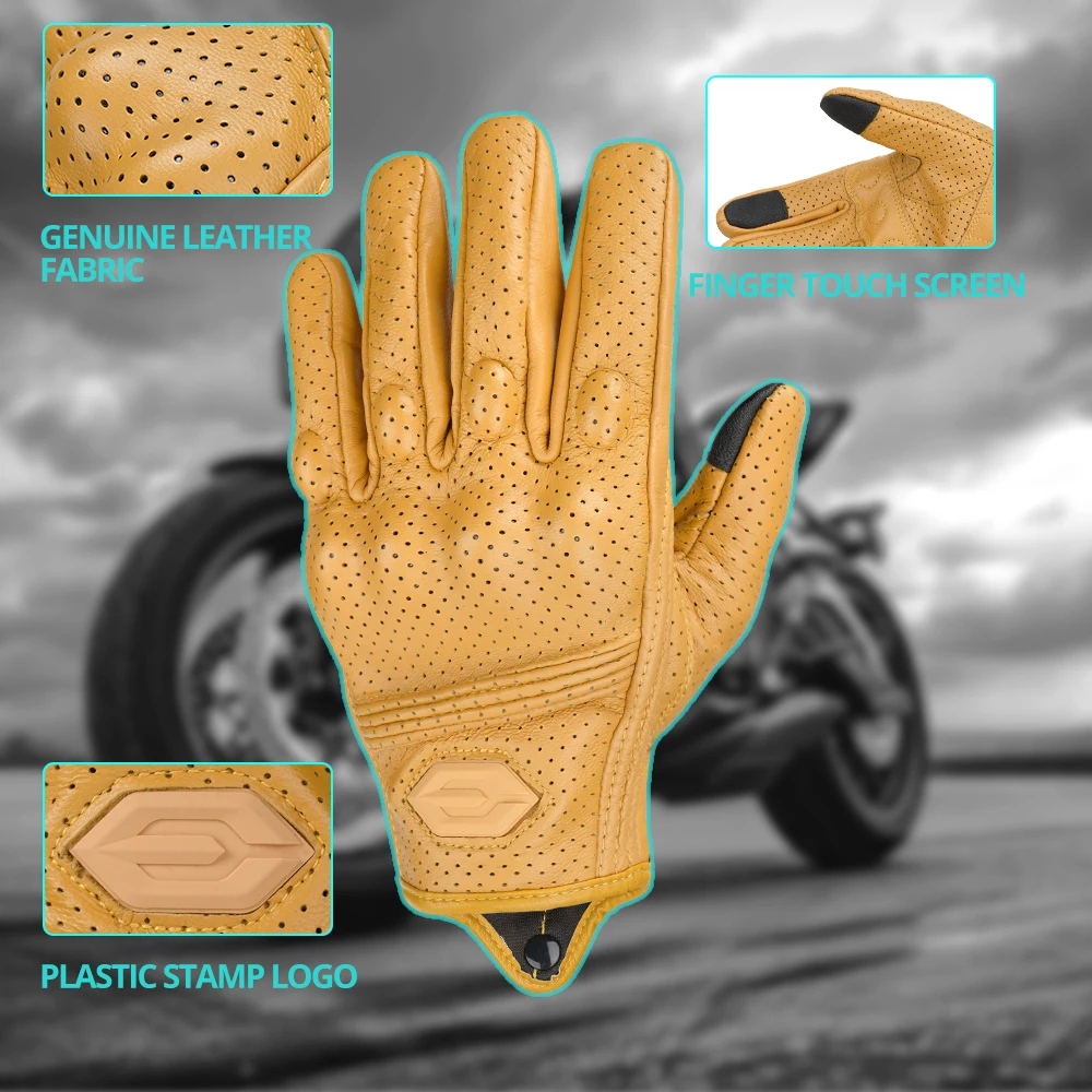 Leather Motorcycle Gloves Summer Breathable Mesh Moto Gloves Touch Function Motorbike Gloves Motocross Off-Road Racing Gloves Leather Motorcycle Gloves Summer Breathable Mesh Moto Gloves Touch Function Motorbike Gloves Motocross Off-Road Racing Gloves