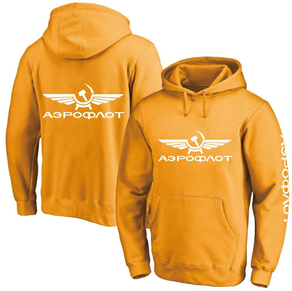 

2024 Spring Autumn Aeroflot Aviation Russe Pilote Aerospace Casual Fashion CCCP Hooded Pullover Coat Solid Color Hip Hop Hoodies