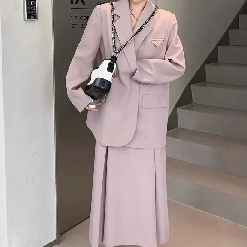 Women's Autumn Vintage Casual Short Blazers A-line Skirt Set Commuting Solid Color Loose Single Breasted Blaze Two-Piece Sets
Women's Autumn Vintage Casual Short Blazers A-line Skirt Set Commuting Solid Color Loose Single Breasted Blaze Two-Piece Sets