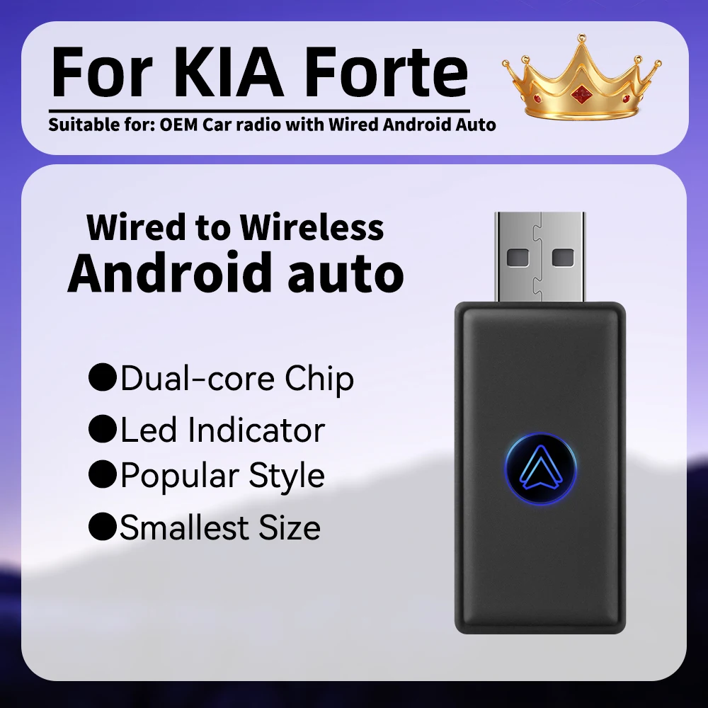 

Newest Mini Smart AI Box Android Auto Wireless Adapter for KIA Forte Car OEM Wired Android Auto to Wireless USB Type-C Dongle