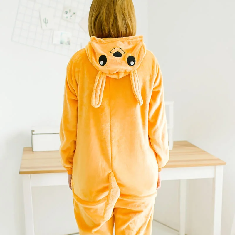 

Winter Flannel Adult Couples Cartoon Animal Hooded Pajamas Women Kigurumi Kangaroo One-piece Sleepwear Men's Loungewear Onesie