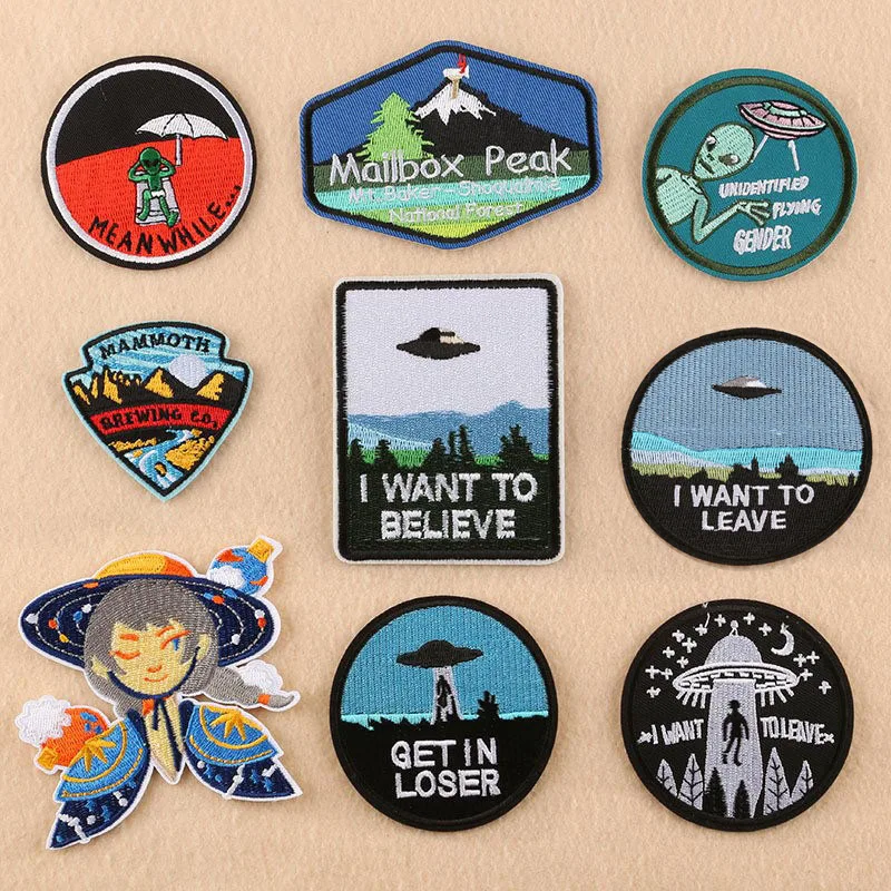 

2024 New Alien Embroidery Patch Stickers DIY Embroidered Badges Thermoadhesive ET Iron on Patches Fabric Accessories Cloth Bag