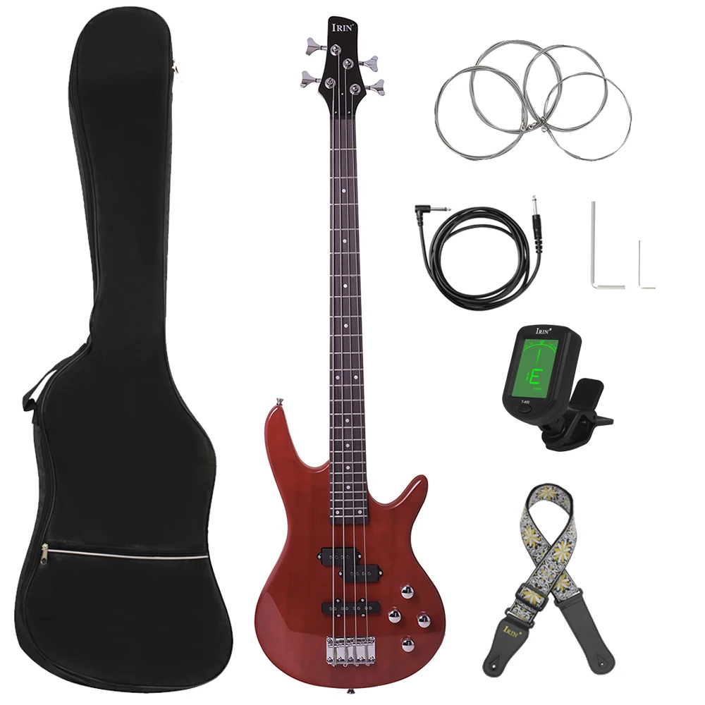 

IRIN 4 Strings Bass Guitar 24 Frets Bass Guitar Basswood Body Maple Neck Bass Guitar With String Tuner Parts & Accessories