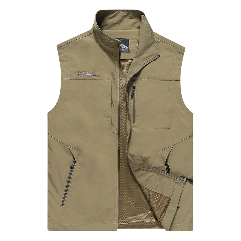 

Spring Summer Mesh Vest Many Pockets Men Outdoors Thin Multi Pocket Classic Waistcoat Male Photographer Sleeveless Jacket 6XL