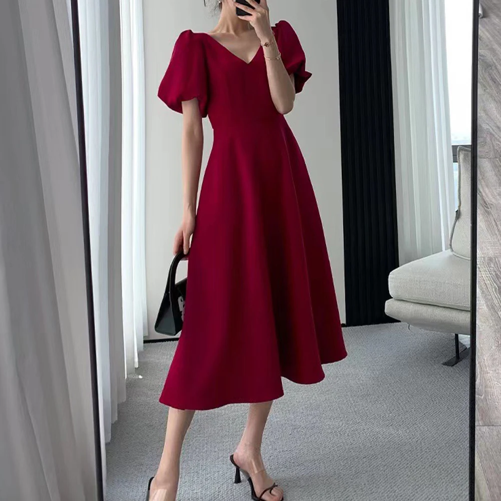 French Style V-neck Women Dress A-line Puff Sleeve Elegant Vintage Female Wedding Dating Daily Solid Long Vestidos Summer
French Style V-neck Women Dress A-line Puff Sleeve Elegant Vintage Female Wedding Dating Daily Solid Long Vestidos Summer