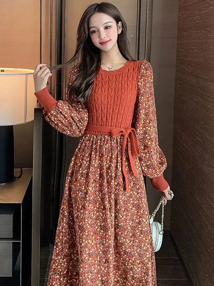 New Women Knitted Stitching Dresses 2022 Autumn Long Floral Sweater Stitching High Waist A-Line Dress Ladie Vestidos
New Women Knitted Stitching Dresses 2022 Autumn Long Floral Sweater Stitching High Waist A-Line Dress Ladie Vestidos