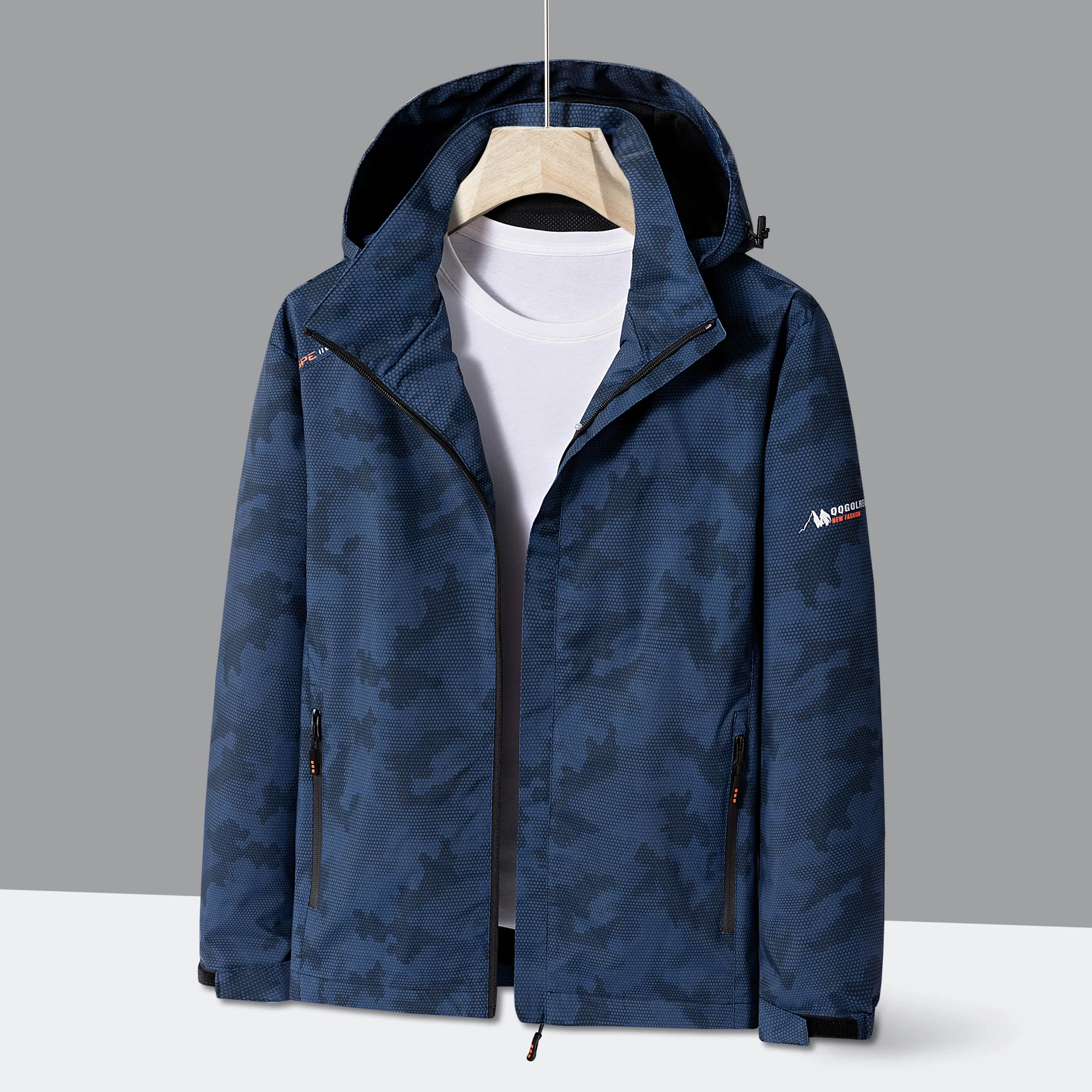 Korean Version Men's windbreaker Spring Fashionable Camouflage Zippered Hooded Coat Outdoor Camping Windproof Waterproof Jacket
Korean Version Men's windbreaker Spring Fashionable Camouflage Zippered Hooded Coat Outdoor Camping Windproof Waterproof Jacket