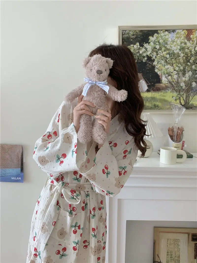 Women's Pajamas Home Clothes Night Dress Robe Long Sleeve Korea Woman Summer Offer Sleepwear Sexy Korean Attractive Nightwear Women's Pajamas Home Clothes Night Dress Robe Long Sleeve Korea Woman Summer Offer Sleepwear Sexy Korean Attractive Nightwear