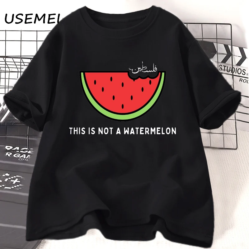 

This Is Not A Watermelon Palesti T-shirts Women Men Cotton High Quality Printed Clothing Graphic Tee Oversized Women's Clothing