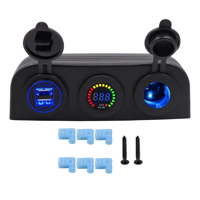 Three Hole Tent Type Panel 4.2A Dual USB Charger 12V/24V Voltmeter For Car Motorcycle Boat ATV RV
Three Hole Tent Type Panel 4.2A Dual USB Charger 12V/24V Voltmeter For Car Motorcycle Boat ATV RV