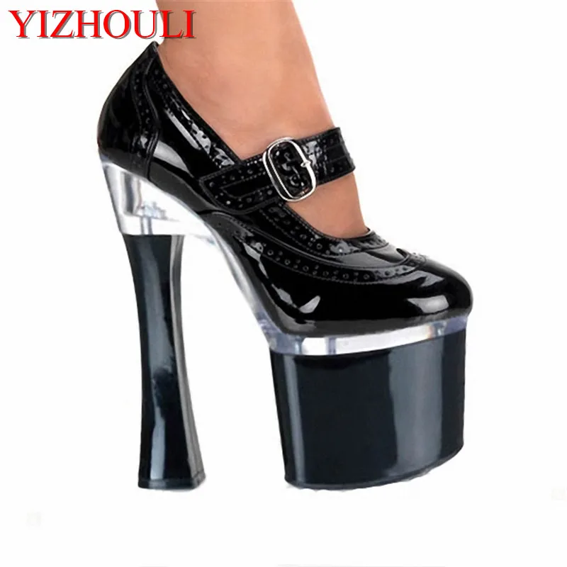 

18CM High-Heeled Shoes 7 Inch Platforms With Round Toe Single Shoes Unusual Lady Fashion Spool High Heel dance shoes