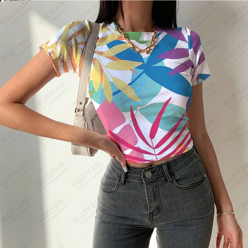 2023Women's Summer New Short Top Colorful Leaf 3D Printing Short Sleeve T-shirt Women's Round Neck Hawaiian Temperament Sexy Top
2023Women's Summer New Short Top Colorful Leaf 3D Printing Short Sleeve T-shirt Women's Round Neck Hawaiian Temperament Sexy Top
