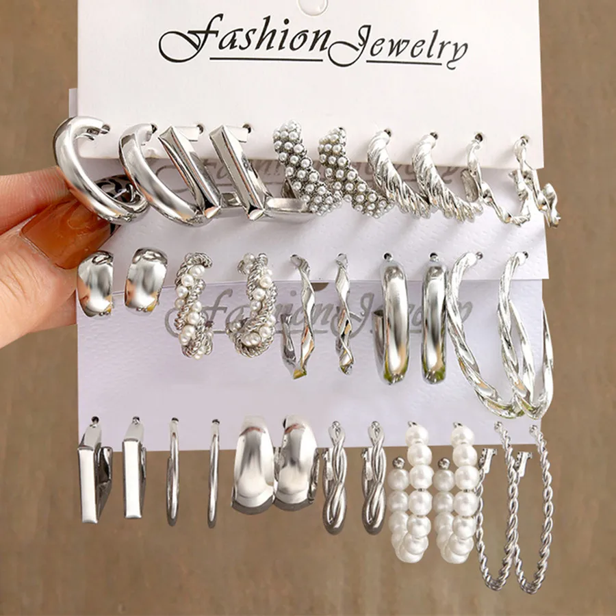Pearl Silver Color Hoop Earrings Sets For Woman Trendy Butterfly Acrylic Hollow Twist Geometric Dangle Earrings Jewelry Gifts
Pearl Silver Color Hoop Earrings Sets For Woman Trendy Butterfly Acrylic Hollow Twist Geometric Dangle Earrings Jewelry Gifts