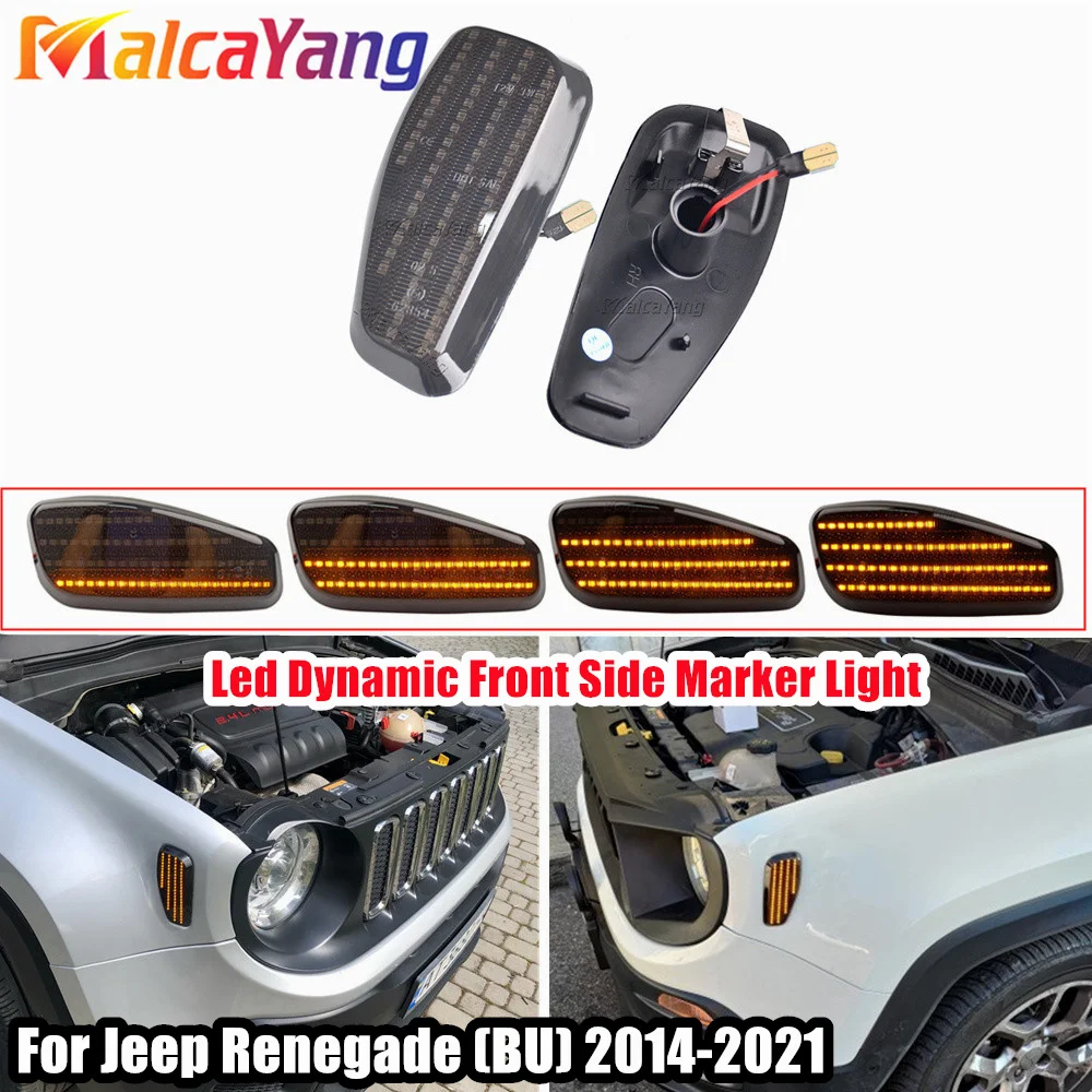 

2X 72 светодиода, янтарный передний бампер, боковой габаритный фонарь, указатель поворота для Jeep Renegade BU 15-22 OEM # 68256049AA/68256050AA