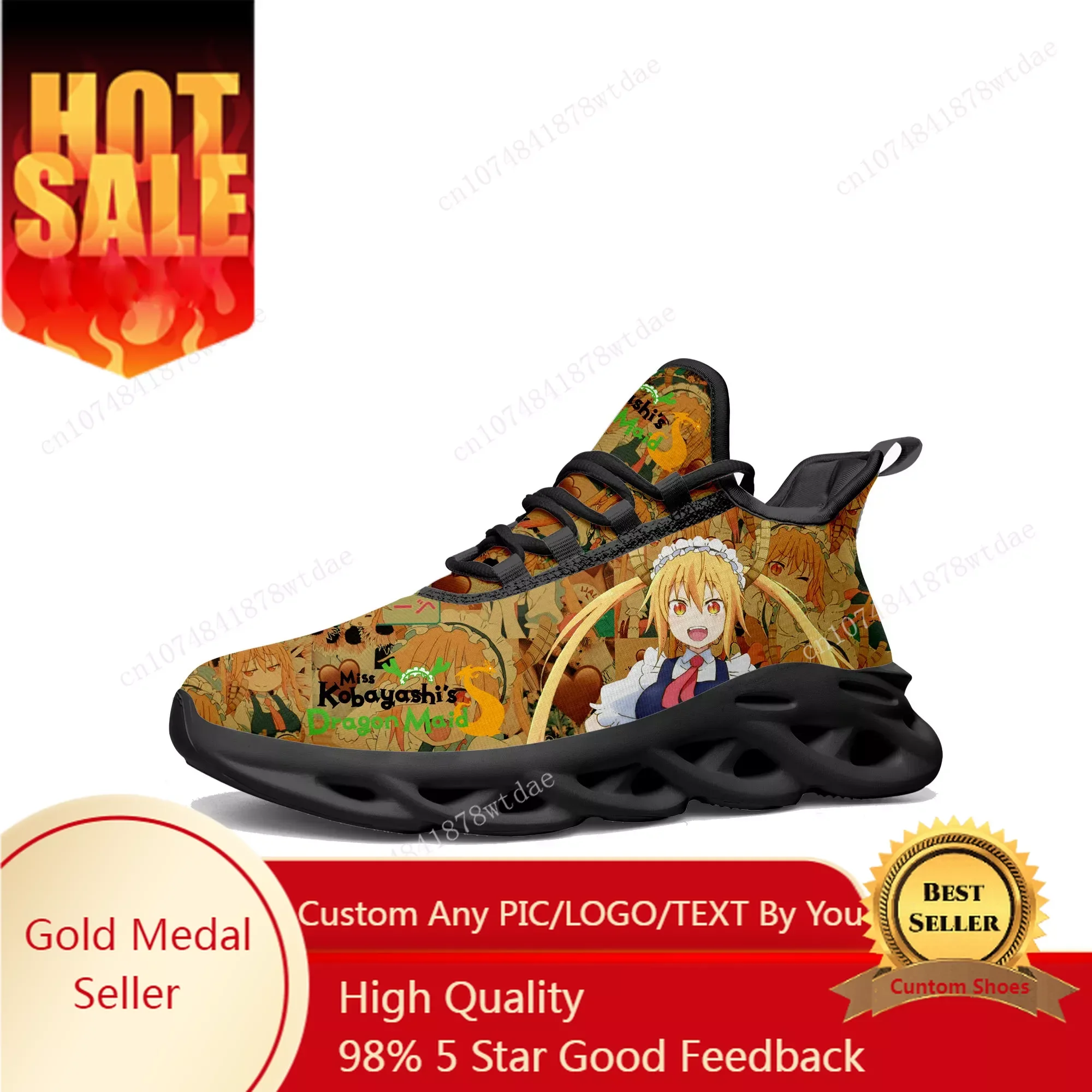 

Кроссовки на плоской подошве Miss Kobayashi Dragon Maid, мужские и женские спортивные кроссовки для бега для подростков, кроссовки Tohru Kanna Kamui на шнуровке, сетчатая обувь на заказ