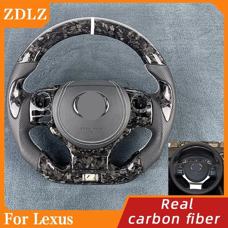 

Car Steering wheel FOR Lexus ES UX LS LM LC RX NX RZ LFA CT GS ISF GS RX 2014 -2019 Forged Carbon Fiber Perforated leather