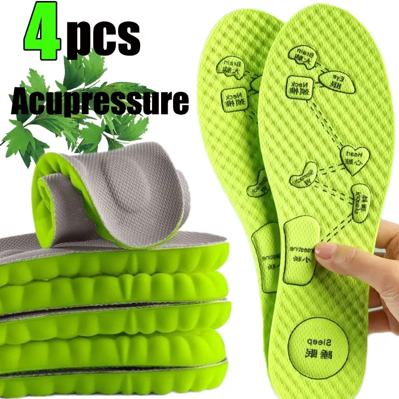 

4pcs Foot Acupressure Insole for Men Women Soft Breathable Sports Cushion Inserts Sweat-absorbing Deodorant Orthopedic Shoe Sole