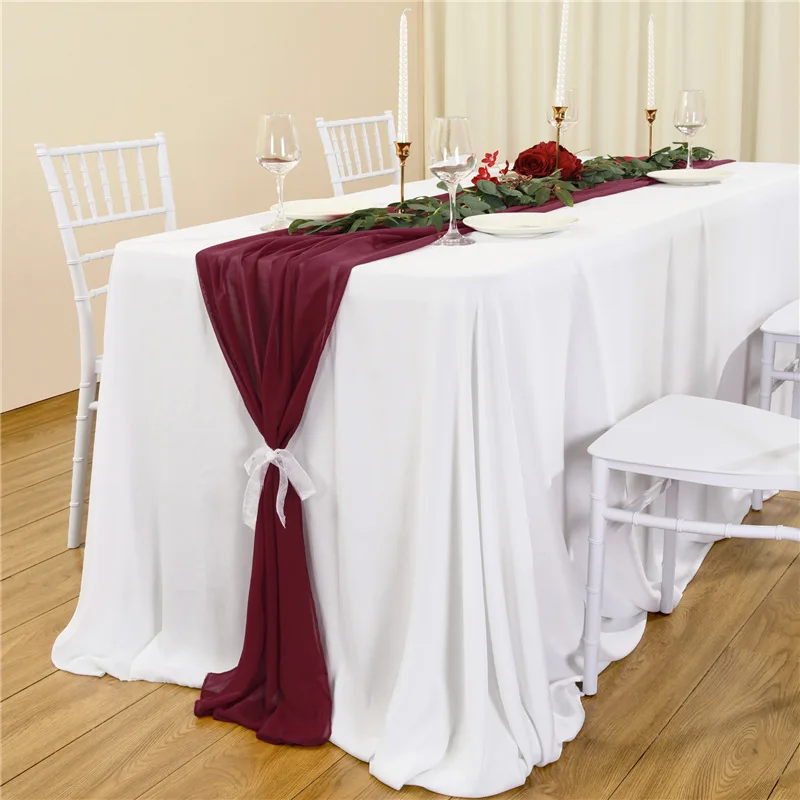 

70x300cm Chiffon Table Runner Festive Wedding Decoration Home Party Event Table Runner Luxury Hotel Dinner Table Decor Cloth