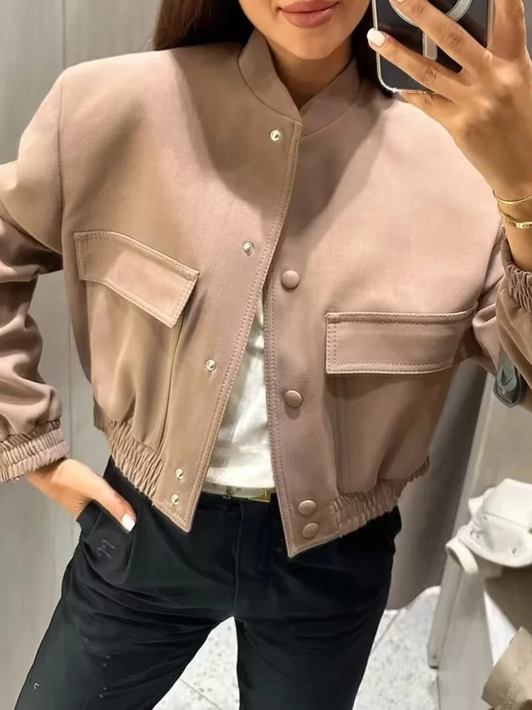 Womens Spring Autumn New Casual Two Big Pockets Short Bomber Jackets Girls 2023 Fashion Elastc Waist Pink Outwear Feamle Coat
Womens Spring Autumn New Casual Two Big Pockets Short Bomber Jackets Girls 2023 Fashion Elastc Waist Pink Outwear Feamle Coat