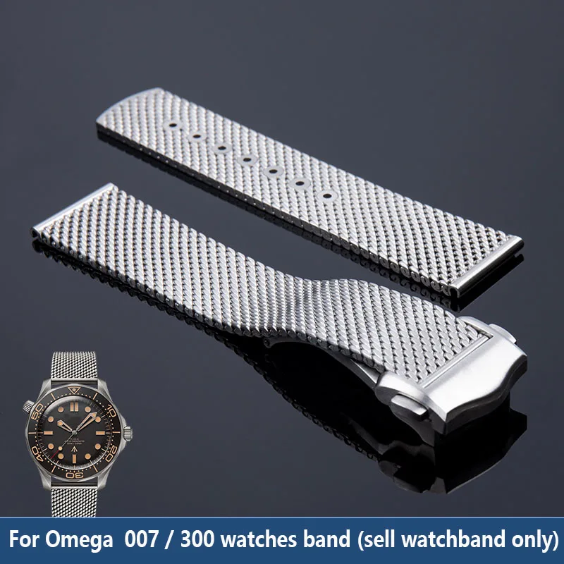 

High Quality Titanium steel 20mm Chain Strap For Omega 007 Seamaster Diver 300 Watch Band Replace Milanese Stainless Bracelet