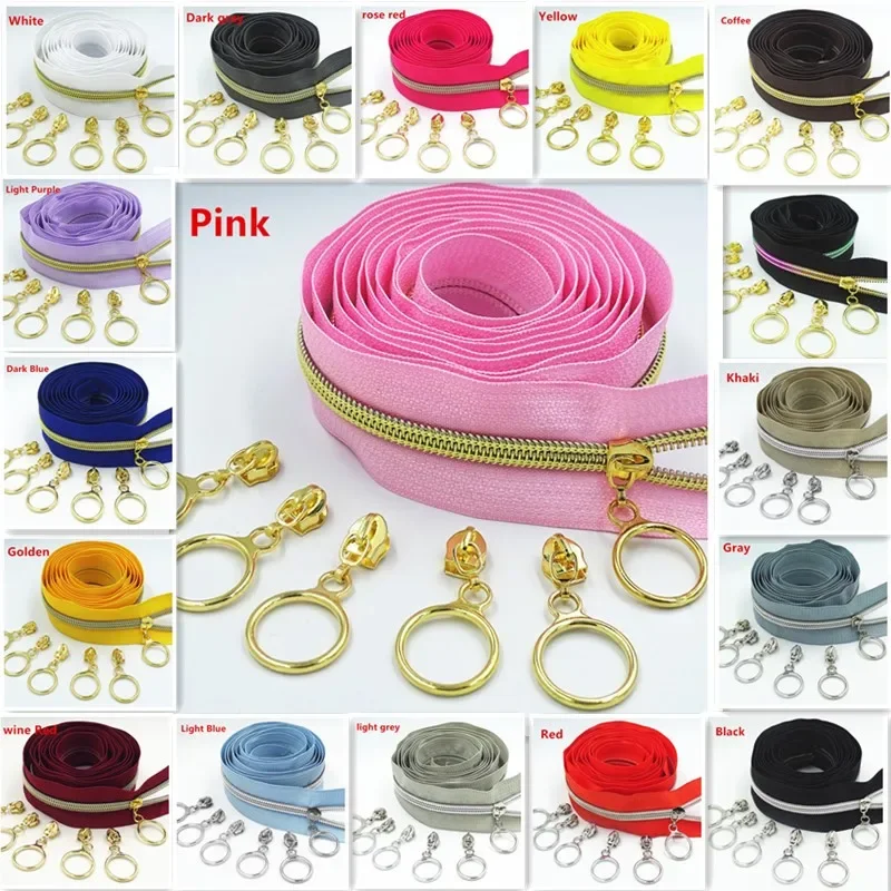 2 Meters 4 Slider 5# Golden Silver Slider Tooth Large Piece of Nylon Coil Code DIY Household Sewing Zipper
2 Meters 4 Slider 5# Golden Silver Slider Tooth Large Piece of Nylon Coil Code DIY Household Sewing Zipper
