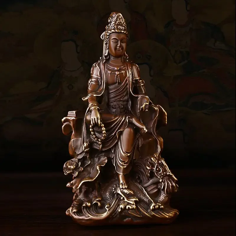 

Украшения из чистой меди для дома и офиса Guanyin, маленькая статуя Будды, скульптуры Бодхисаттвы