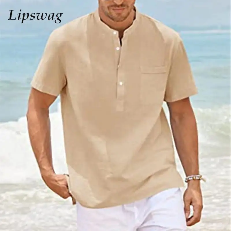 Casual Breathable Cotton Linen Top Shirts For Mens Summer Beach Fashion Pure Color Loose Shirt Short Sleeve Button Pullover Tops
Casual Breathable Cotton Linen Top Shirts For Mens Summer Beach Fashion Pure Color Loose Shirt Short Sleeve Button Pullover Tops