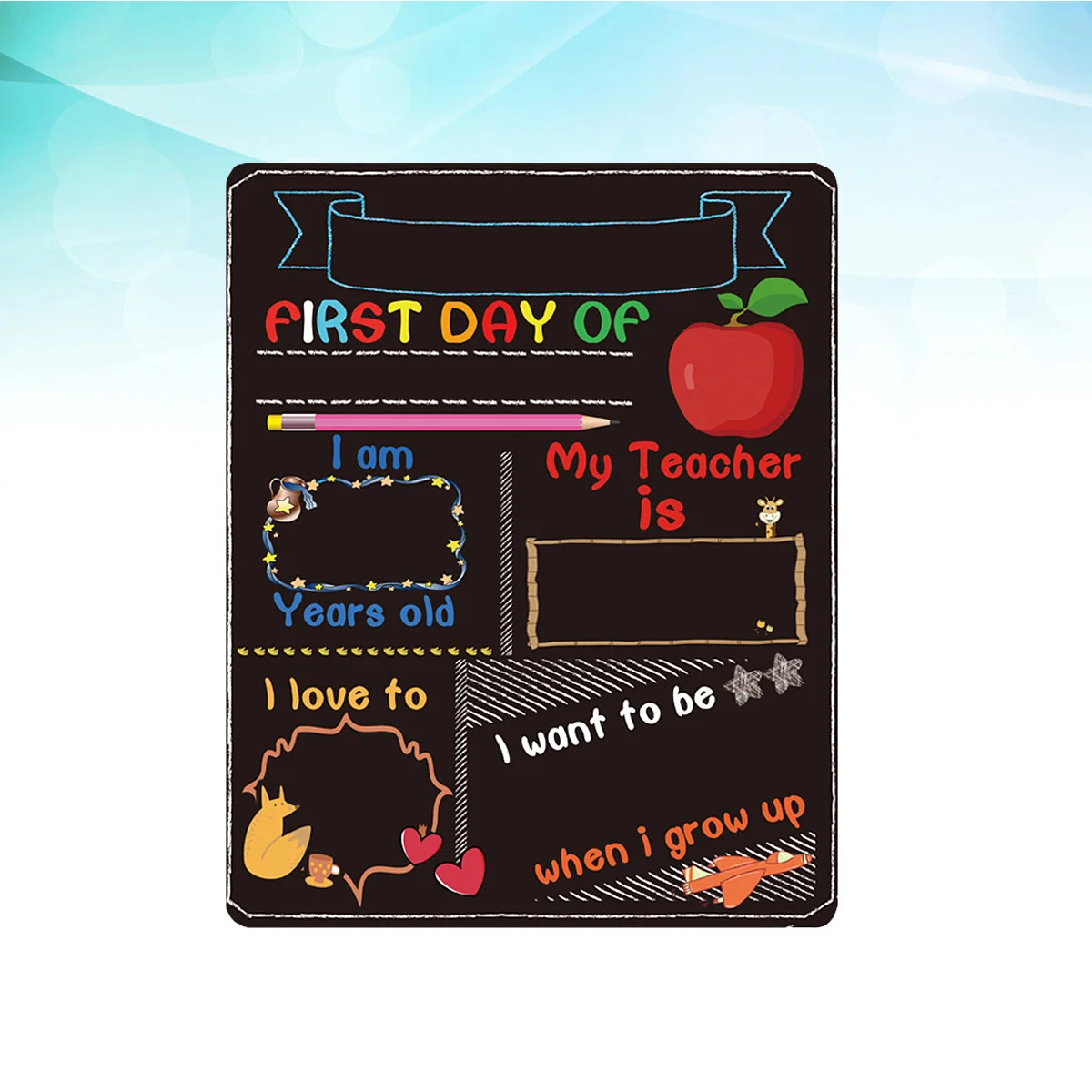 

1Pc Frameless Black Chalkboard, Double- sided Color Printing Hanging Blackboard Sign Message Board Student Educational Board