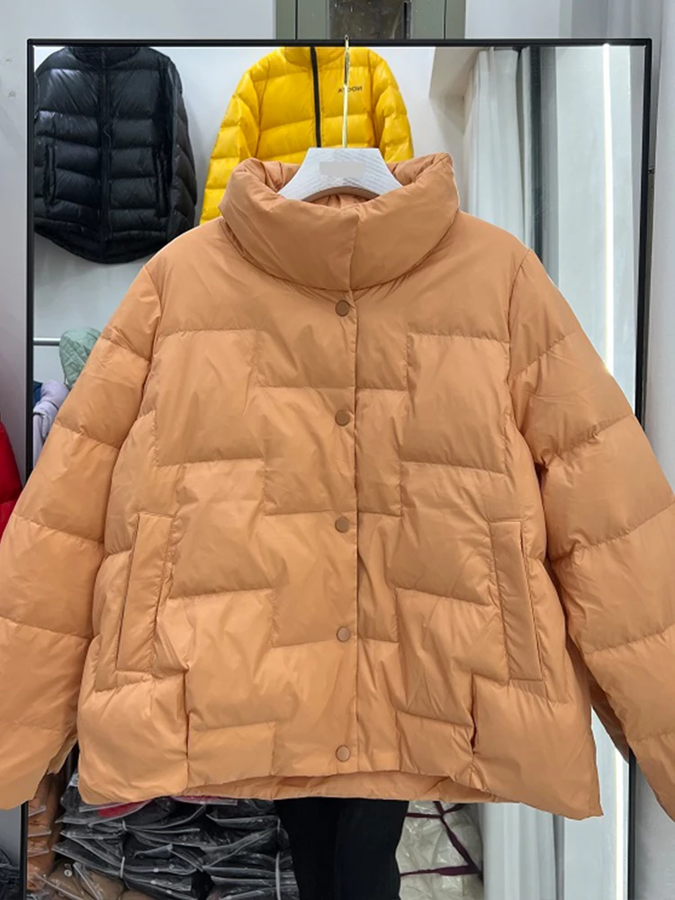 FTLZZ Winter Women 90% White Duck Down Coat Casual Loose Thick Warm Outwear Female Stand Collar Single Breasted Jacket
FTLZZ Winter Women 90% White Duck Down Coat Casual Loose Thick Warm Outwear Female Stand Collar Single Breasted Jacket