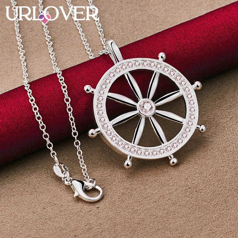 URLOVER 925 Sterling Silver Necklace For Woman Zircon Crystal Rudder Pendant Necklaces Fashion Party Charm Jewelry Birthday Gift
URLOVER 925 Sterling Silver Necklace For Woman Zircon Crystal Rudder Pendant Necklaces Fashion Party Charm Jewelry Birthday Gift