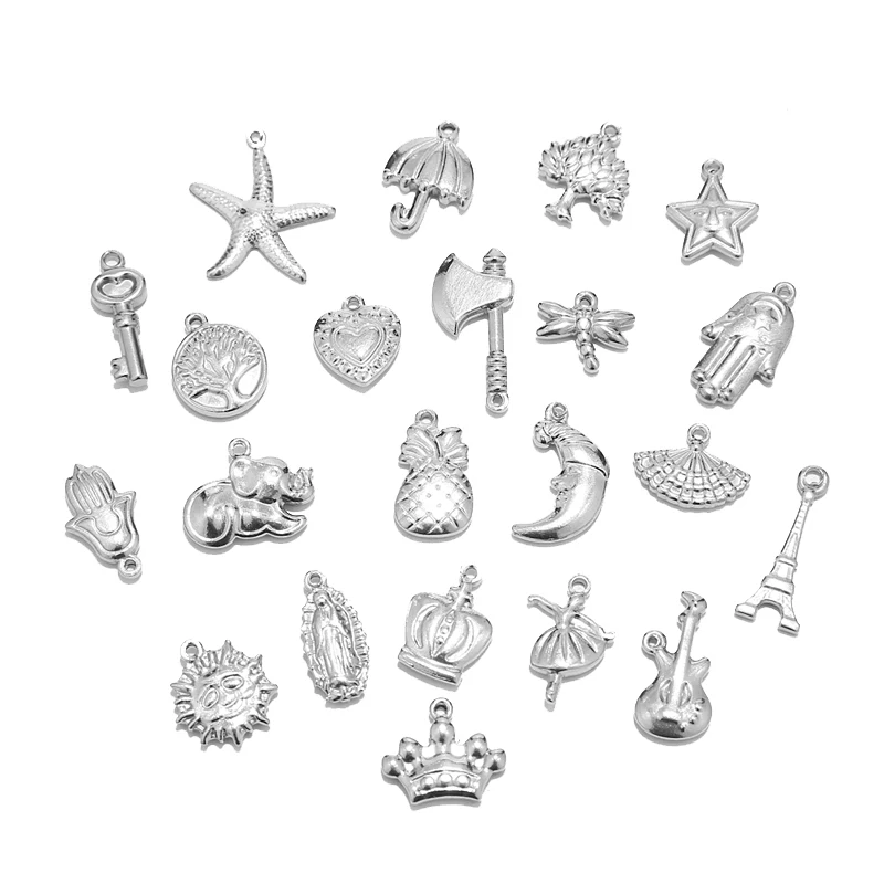 

20pcs Stainless Steel Charms Tiny Heart Starfish Stars Pendants Connectors for DIY Jewelry Necklaces Bracelets Making Findings