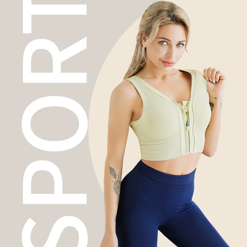 Sports Bras Women Gilet Tights Crop Top Yoga Vest Front Zipper Running Strap Shockproof Waistcoat Gym Fitness Athletic Brassiere
Sports Bras Women Gilet Tights Crop Top Yoga Vest Front Zipper Running Strap Shockproof Waistcoat Gym Fitness Athletic Brassiere
