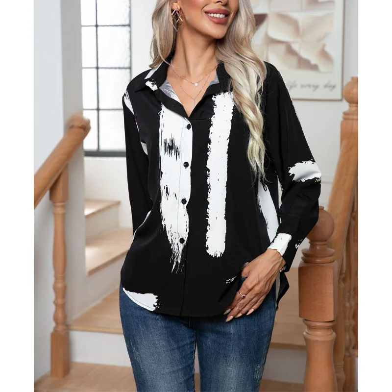 2023 New Autumn Elegant Fashion Polo Collar Printed Button Shirt Long Sleeve Temperament Commuter Cardigan Casual Women's Shirt
2023 New Autumn Elegant Fashion Polo Collar Printed Button Shirt Long Sleeve Temperament Commuter Cardigan Casual Women's Shirt