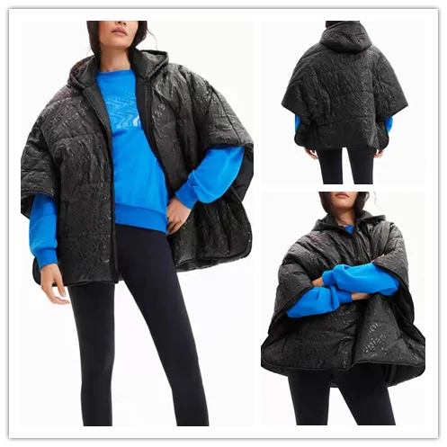 

Foreign trade original single Spanish autumn and winter embossed hooded cape cape cape coat