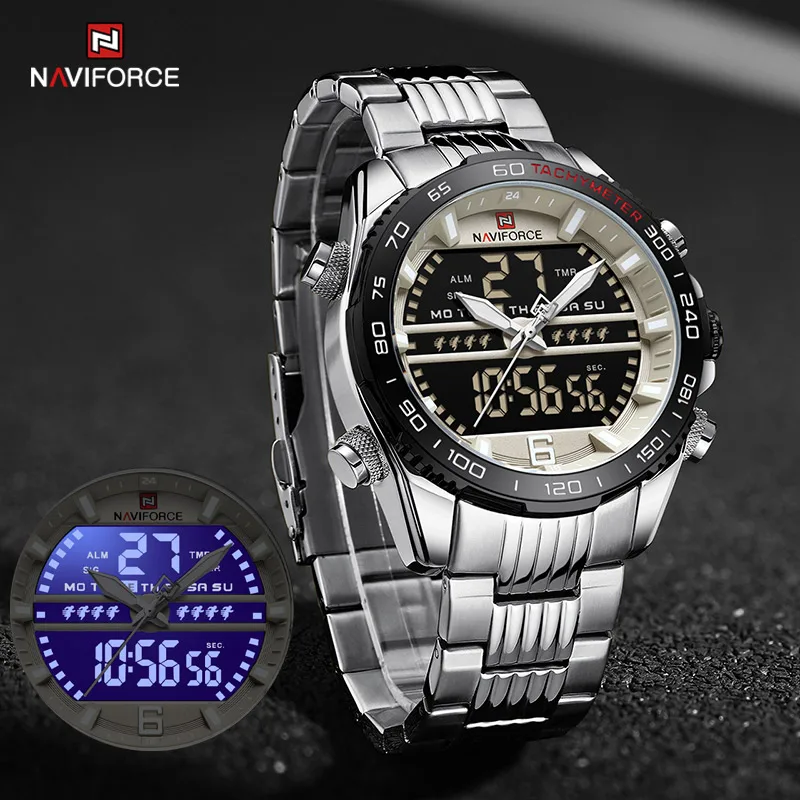 NAVIFORCE Watches Men‘s Military Multifunction Digital Dial Quartz Waterproof Male Stainless Steel Sport Wristwatch Reloj Hombre
NAVIFORCE Watches Men‘s Military Multifunction Digital Dial Quartz Waterproof Male Stainless Steel Sport Wristwatch Reloj Hombre