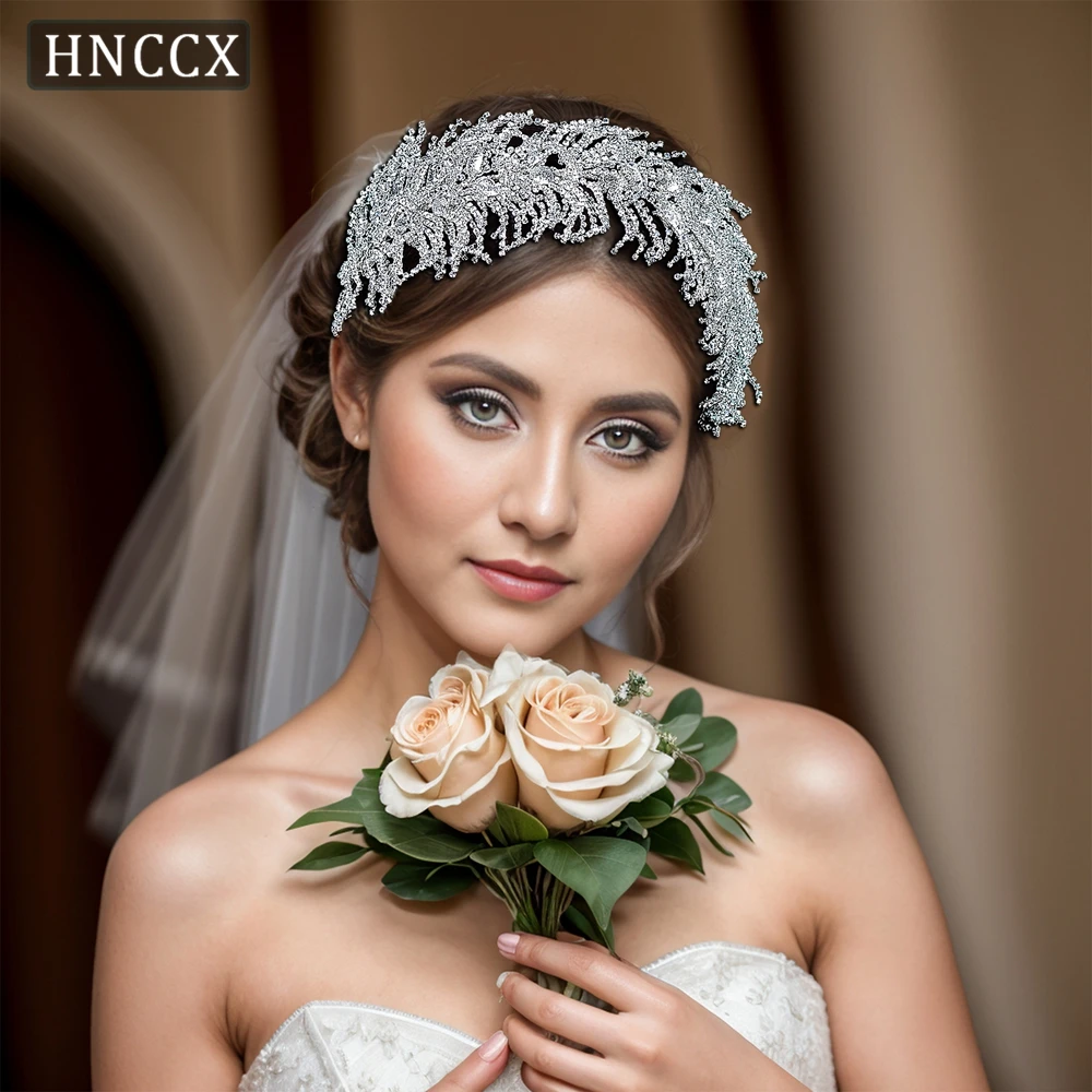 

HNCCX Bridal Shiny Rhinestones Headband Women Headpiece Wedding Hair Accessories Hair Tiara Handmade Headdress For Party CP386 ﻿