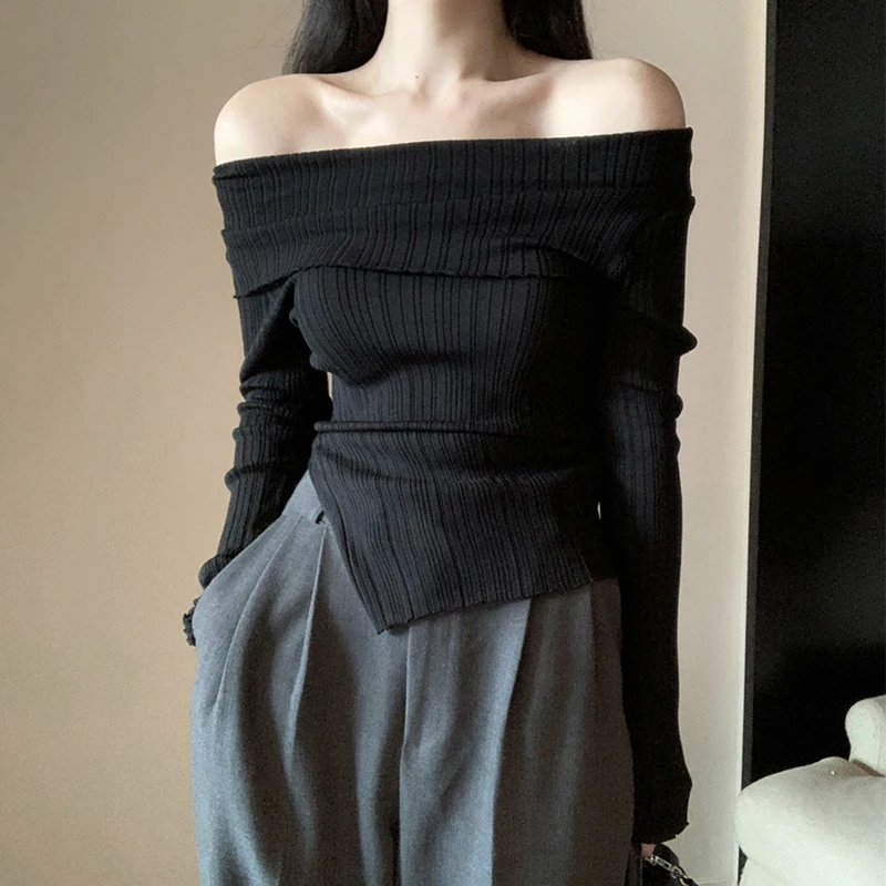 Elegant Slash Neck Sweaters Women Irregular Split Knitted Jumpers Korean Slit Solid Basic Slim Pullovers Autumn Knitwear 27 Mallzona Sbb7550cba8d84546ac22941eb29da12fS Elegant Slash Neck Sweaters Women Irregular Split Knitted Jumpers Korean Slit Solid Basic Slim Pullovers Autumn Knitwear Mallzona