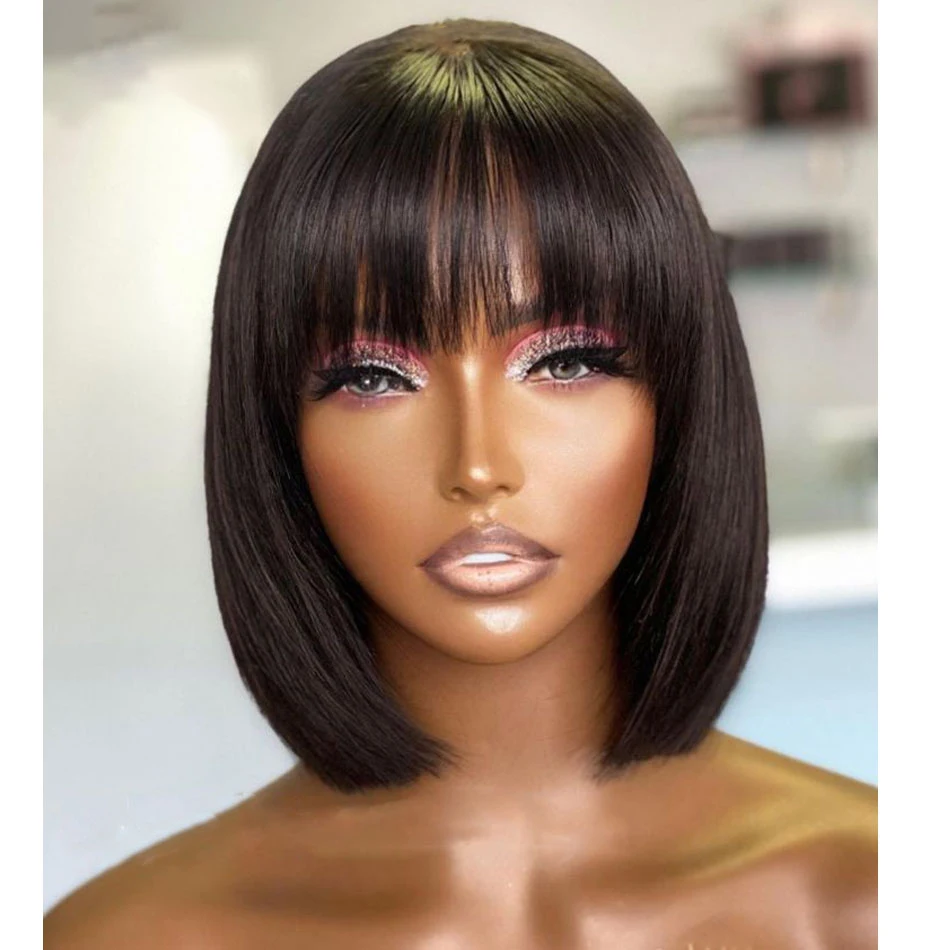 200 Density Glueless Bob Wigs Human Hair Wigs for Black Women Brazilian Full Machine Made Wig with Bangs Perruque Cheveux Humain
200 Density Glueless Bob Wigs Human Hair Wigs for Black Women Brazilian Full Machine Made Wig with Bangs Perruque Cheveux Humain