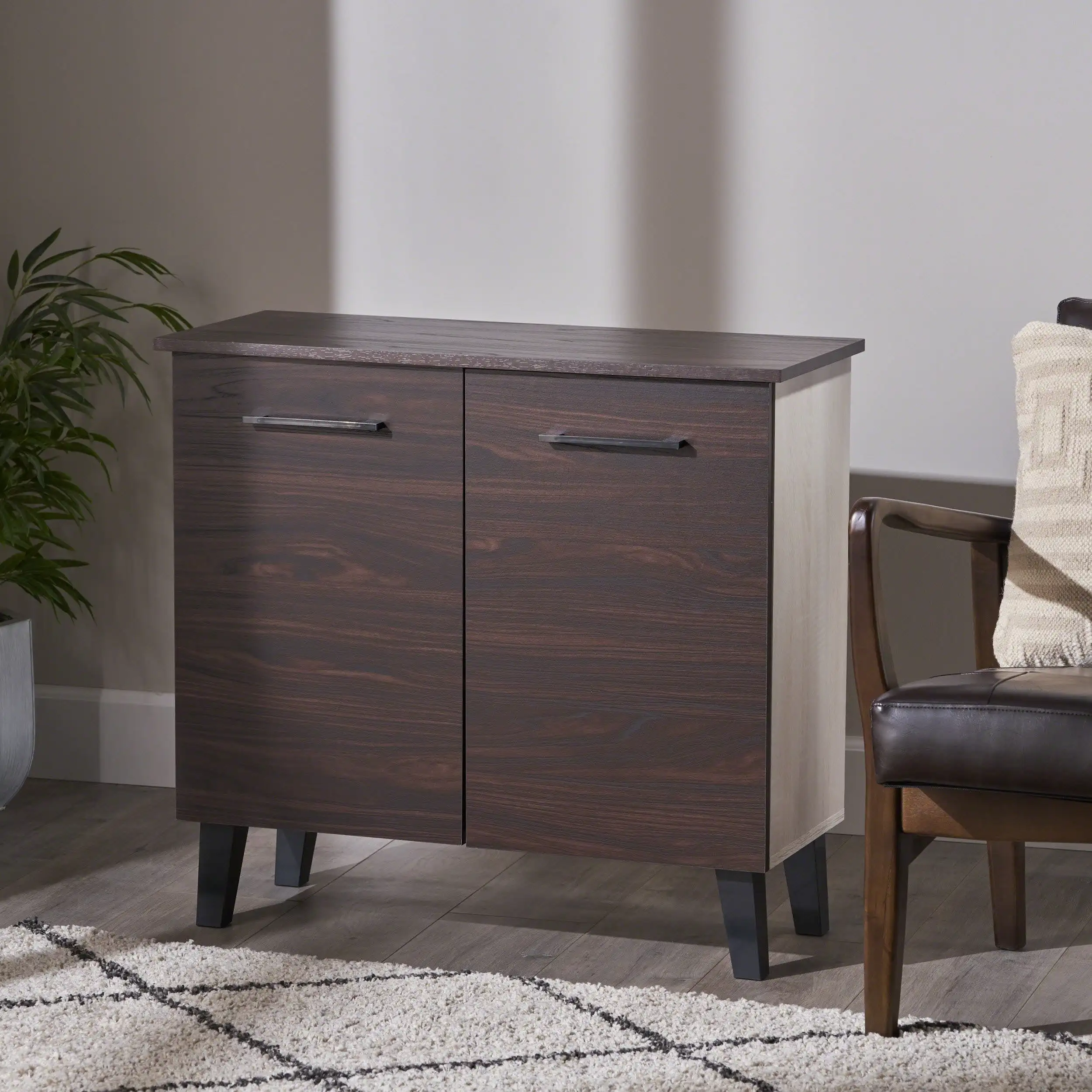 Noble House Alexis Modern 3-Shelf High Load-bearing Strong Stable Faux Wood Cabinet with Interior Walnut Sonoma Oak Black
Noble House Alexis Modern 3-Shelf High Load-bearing Strong Stable Faux Wood Cabinet with Interior Walnut Sonoma Oak Black