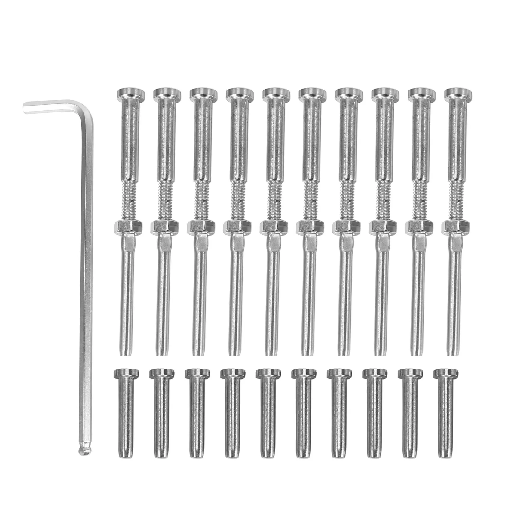 Stemball Swage and Invisible Hex Head Threaded Stud Tension End Fitting Terminal Combination Pack for 1/8 Inch Cable Railing
Stemball Swage and Invisible Hex Head Threaded Stud Tension End Fitting Terminal Combination Pack for 1/8 Inch Cable Railing