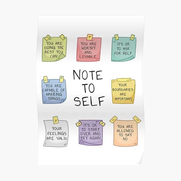 Постер с надписью «Note To Self» на тему психического здоровья, украшение для дома, винтажная живопись в современной комнате, настенный Декор без рамки
Постер с надписью «Note To Self» на тему психического здоровья, украшение для дома, винтажная живопись в современной комнате, настенный Декор без рамки
