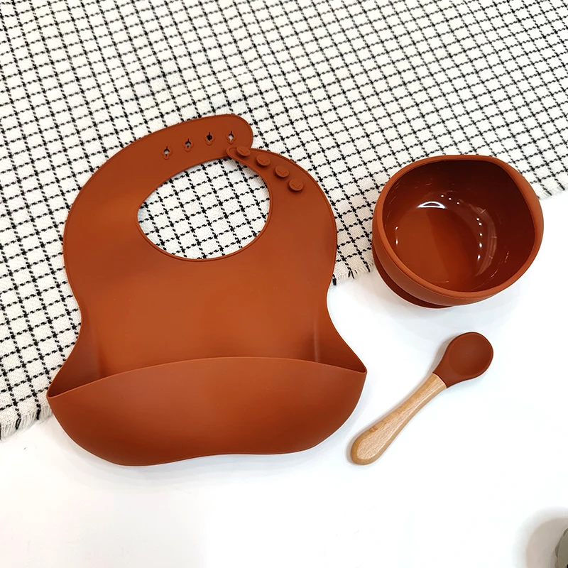 3PCS Children's Silicone Cutlery Wooden Handle Silicone Spoon with Suction Cup Bowl Bib Food Grade Silicone Material BPA Free
3PCS Children's Silicone Cutlery Wooden Handle Silicone Spoon with Suction Cup Bowl Bib Food Grade Silicone Material BPA Free