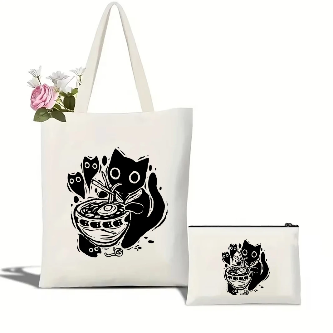 Cute Wacky Black Cats Canvas Tote Bag 14 Sbb7c9d839f584d1696c1d831fb58e587F